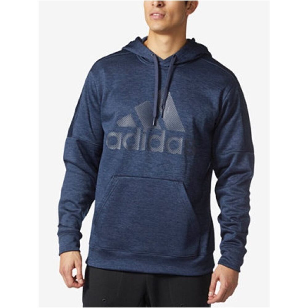 Adidas Men’s Navy Blue Logo Hoodie Large Athleisure Gym Sporty
